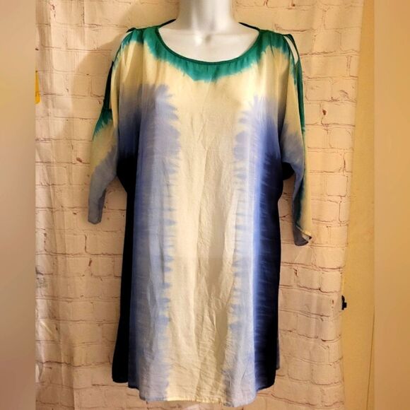 Calypso St. Barth Silk Ombre/Tie Dye Cold Shoulder Dress/CoverUp Sz.S MSRP $248 - Picture 1 of 5